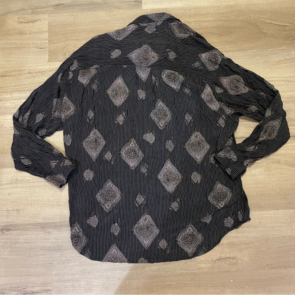 Y2K Pal Zileri patterned silky dress shirt - Picture 2 of 12